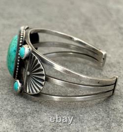 Vintage RARE Native American Navajo Turquoise Sterling Bracelet 42.5g 6.75 in