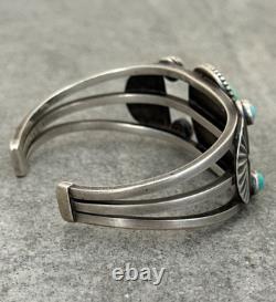Vintage RARE Native American Navajo Turquoise Sterling Bracelet 42.5g 6.75 in