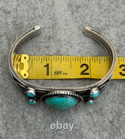 Vintage RARE Native American Navajo Turquoise Sterling Bracelet 42.5g 6.75 in