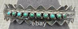 Vintage R Franatsao Sterling Silver Turquoise Cuff Bracelet Signed Southwestern
