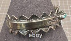 Vintage R Franatsao Sterling Silver Turquoise Cuff Bracelet Signed Southwestern