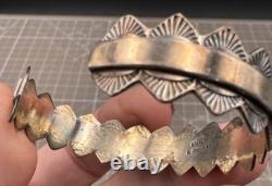 Vintage R Franatsao Sterling Silver Turquoise Cuff Bracelet Signed Southwestern