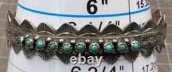 Vintage R Franatsao Sterling Silver Turquoise Cuff Bracelet Signed Southwestern