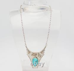Vintage Ray Begay sterling silver turquoise Native American Navajo necklace