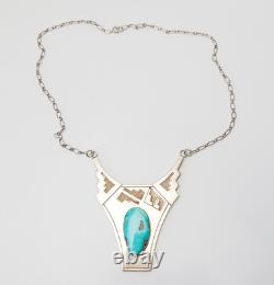 Vintage Ray Begay sterling silver turquoise Native American Navajo necklace