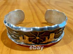 Vintage Ric Charlie Native American Cuff Bracelet PATINA RECOLORED GREAT CONDIT