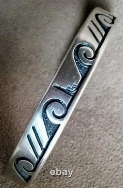 Vintage Robert Honyaktewa Hopi Native American Sterling Silver Cuff Bracelet