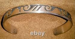 Vintage Robert Honyaktewa Hopi Native American Sterling Silver Cuff Bracelet