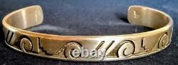 Vintage Robert Honyaktewa Hopi Native American Sterling Silver Cuff Bracelet