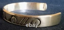Vintage Robert Honyaktewa Hopi Native American Sterling Silver Cuff Bracelet
