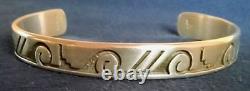 Vintage Robert Honyaktewa Hopi Native American Sterling Silver Cuff Bracelet