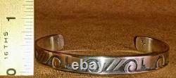 Vintage Robert Honyaktewa Hopi Native American Sterling Silver Cuff Bracelet