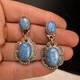 Vintage Roie Jaque Sterling Silver Blue Stone Dangle Earrings Navajo Estate