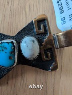 Vintage SHENAN BEGAY Navajo Sterling Silver & Gold Tone pendant Turquoise
