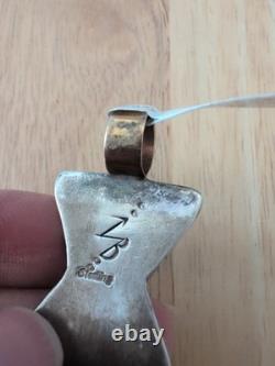 Vintage SHENAN BEGAY Navajo Sterling Silver & Gold Tone pendant Turquoise