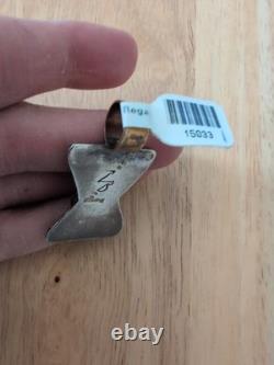 Vintage SHENAN BEGAY Navajo Sterling Silver & Gold Tone pendant Turquoise