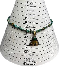Vintage SHENAN BEGAY Navajo Sterling Silver & Gold Turquoise Beaded Necklace