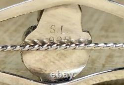 Vintage S. L. Sterling Silver Onyx Native American Cuff Bracelet Fine Jewelry