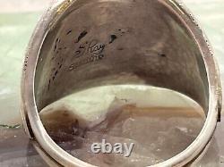 Vintage S. Ray Signed Navajo Sterling Silver Eagle Wing Ring in size 12.5-33.25
