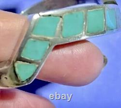 Vintage Santa Fe American Indian Lightening Rod Silver Inlaid Turquoise Bracelet