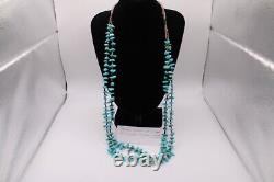 Vintage Santo Domingo Double Strand, Small Nugget Turquoise and Shell Necklace