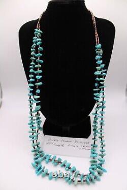 Vintage Santo Domingo Double Strand, Small Nugget Turquoise and Shell Necklace