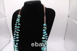 Vintage Santo Domingo Double Strand, Small Nugget Turquoise and Shell Necklace