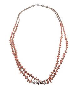 Vintage Santo Domingo Kewa Necklace Coral 2 Strand Heishi Handmade Jewelry