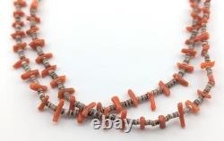 Vintage Santo Domingo Kewa Necklace Coral 2 Strand Heishi Handmade Jewelry