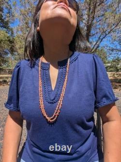 Vintage Santo Domingo Kewa Necklace Coral 2 Strand Heishi Handmade Jewelry