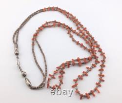 Vintage Santo Domingo Kewa Necklace Coral 2 Strand Heishi Handmade Jewelry