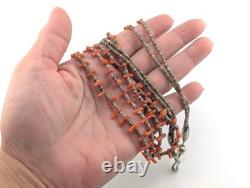 Vintage Santo Domingo Kewa Necklace Coral 2 Strand Heishi Handmade Jewelry