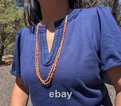 Vintage Santo Domingo Kewa Necklace Coral 2 Strand Heishi Handmade Jewelry