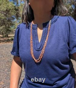 Vintage Santo Domingo Kewa Necklace Coral 2 Strand Heishi Handmade Jewelry