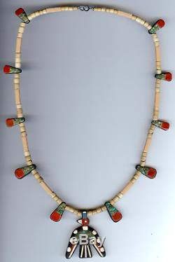 Vintage Santo Domingo Mixed Materials Thunderbird Necklace