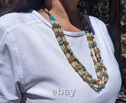 Vintage Santo Domingo Pueblo Kewa Necklace Native Heishi Jewelry NA 5 Strands