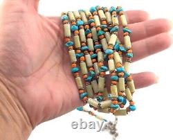 Vintage Santo Domingo Pueblo Kewa Necklace Native Heishi Jewelry NA 5 Strands