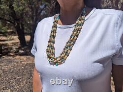 Vintage Santo Domingo Pueblo Kewa Necklace Native Heishi Jewelry NA 5 Strands