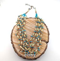 Vintage Santo Domingo Pueblo Kewa Necklace Native Heishi Jewelry NA 5 Strands
