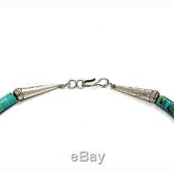 Vintage Santo Domingo Sterling Silver Fox Turquoise Heishi Bead Necklace