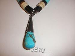 Vintage Santo Domingo sterling silver Heishi turquoise Necklace