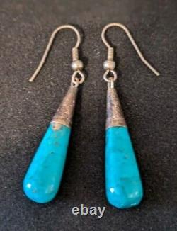 Vintage Set Of Native American Turquoise Sterling Silver Earrings Jewelry