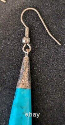 Vintage Set Of Native American Turquoise Sterling Silver Earrings Jewelry