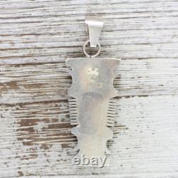 Vintage Sf Inlay Native Am Indian Sterling Silver 925 Turquoise Pendant Signed