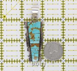 Vintage Sf Inlay Native Am Indian Sterling Silver 925 Turquoise Pendant Signed