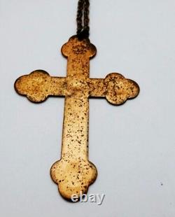 Vintage Signed Bell Copper Necklace Large Cross Pendant Native American Jewelry