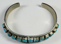 Vintage Signed Native American Jewelry Sterling Silver Turquoise Cuff