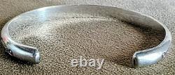 Vintage Signed Native American Navajo Tooled Sterling Silver Cuff Bracelet