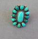 Vintage Signed Native American Turquoise Cluster Ring Blues & Greens Size 6 3/4
