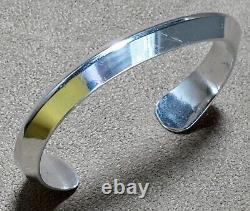 Vintage Signed Navajo Heavy Sterling Silver Carinated Knife Edge Cuff Bracelet